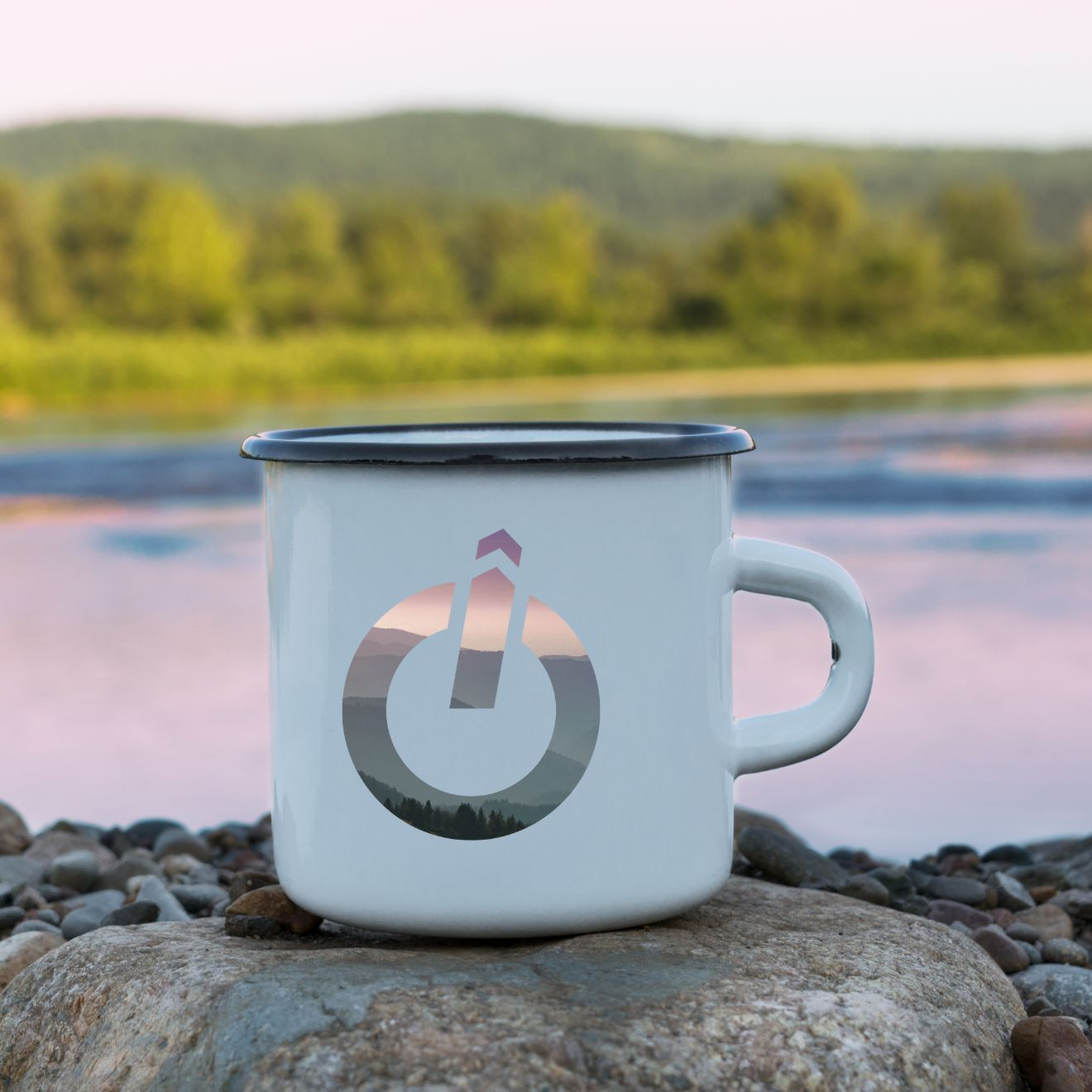 Emaille Tasse weiss Emaille Becherer Retro Camping