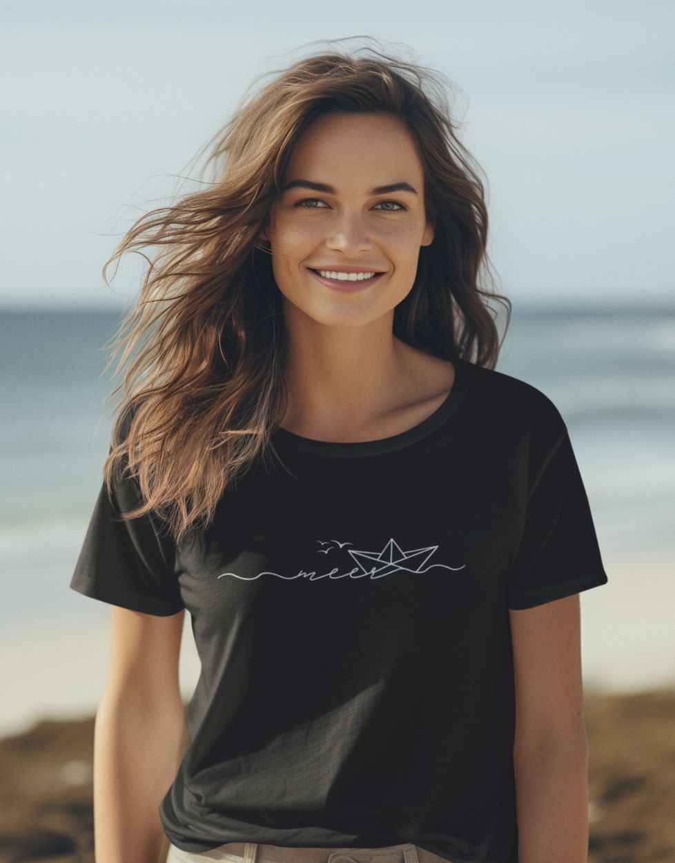 Meer Papierschiff Damen T-Shirt