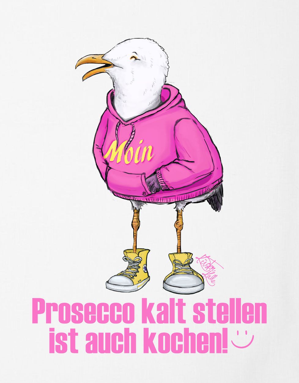 Geschirrtuch Prosecco kalt stellen Kalle Moin pink