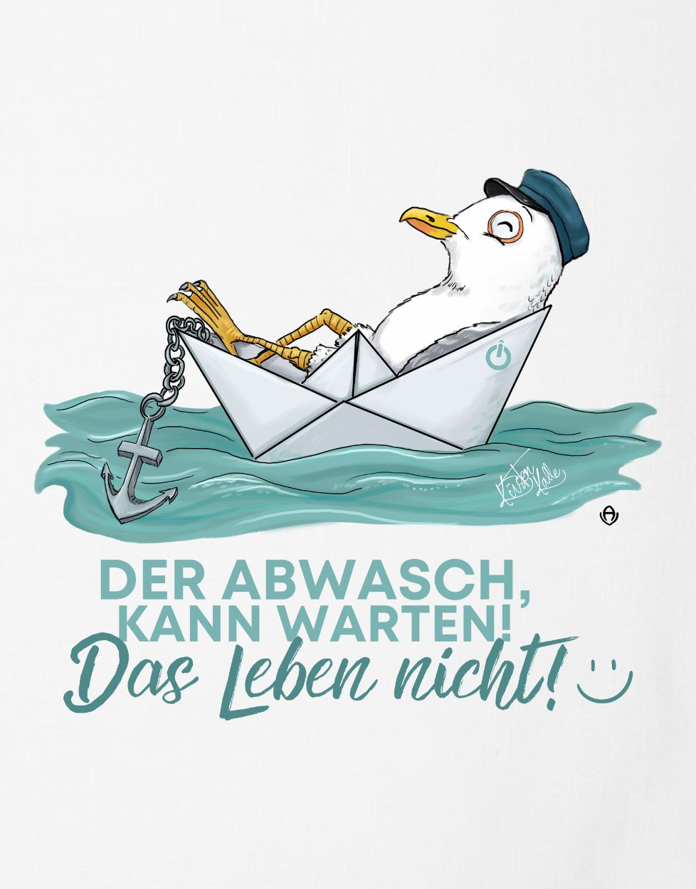 Geschirrtuch Der Abwasch kann warten Lazy Kalle
