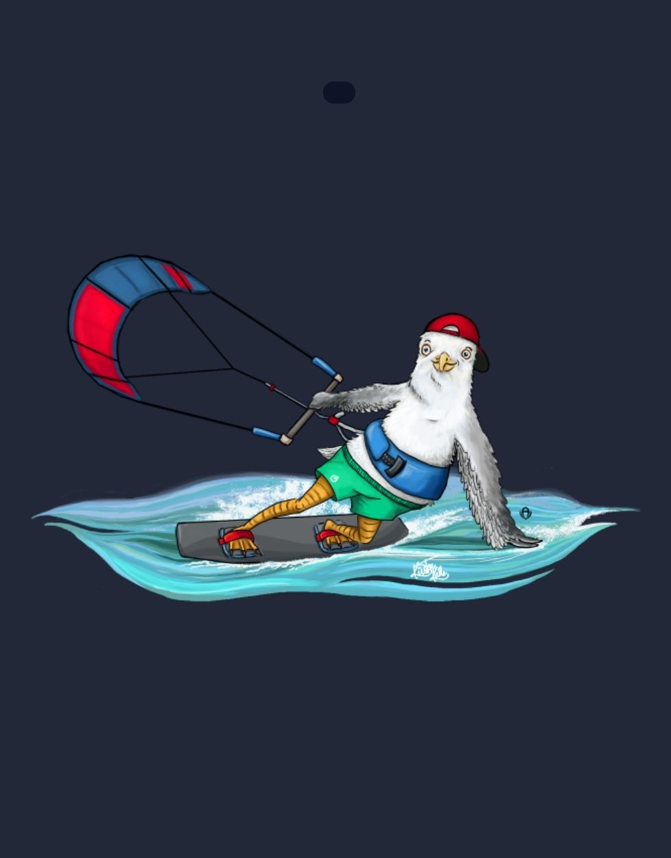 Kiter Kalle Herren T Shirt Druck klein