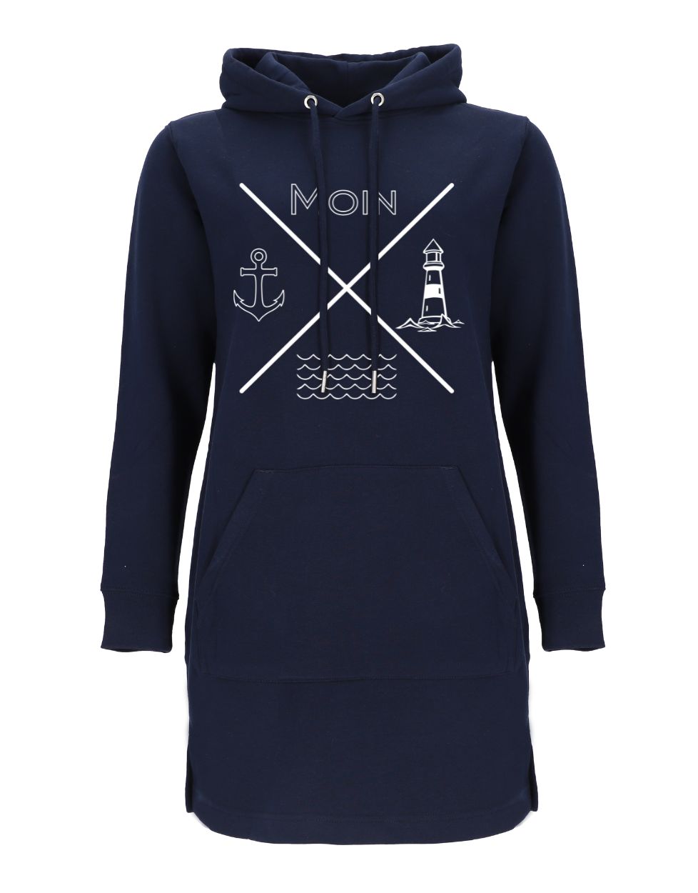 Hoodiekleid Moin Anker Welle Leuchtturm Longhoodie Damen