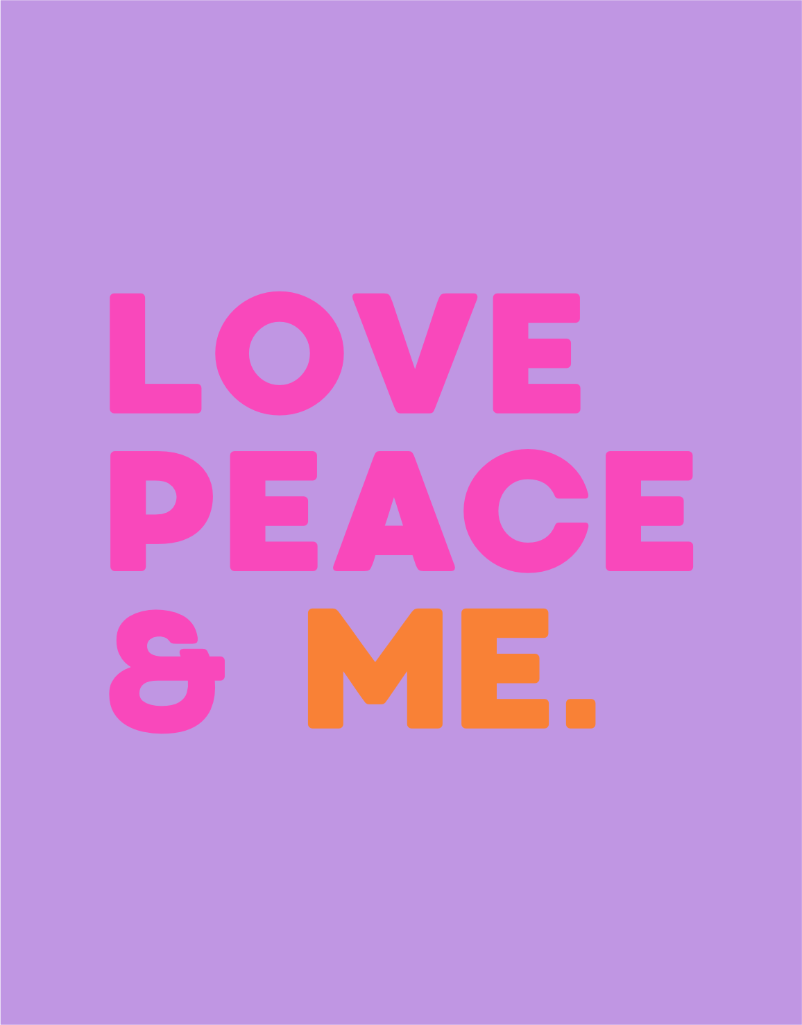 Detailaufnahme lila Kosmetiktasche mit farbigem Love Peace & Me Print – neon Druck aus Hamburg