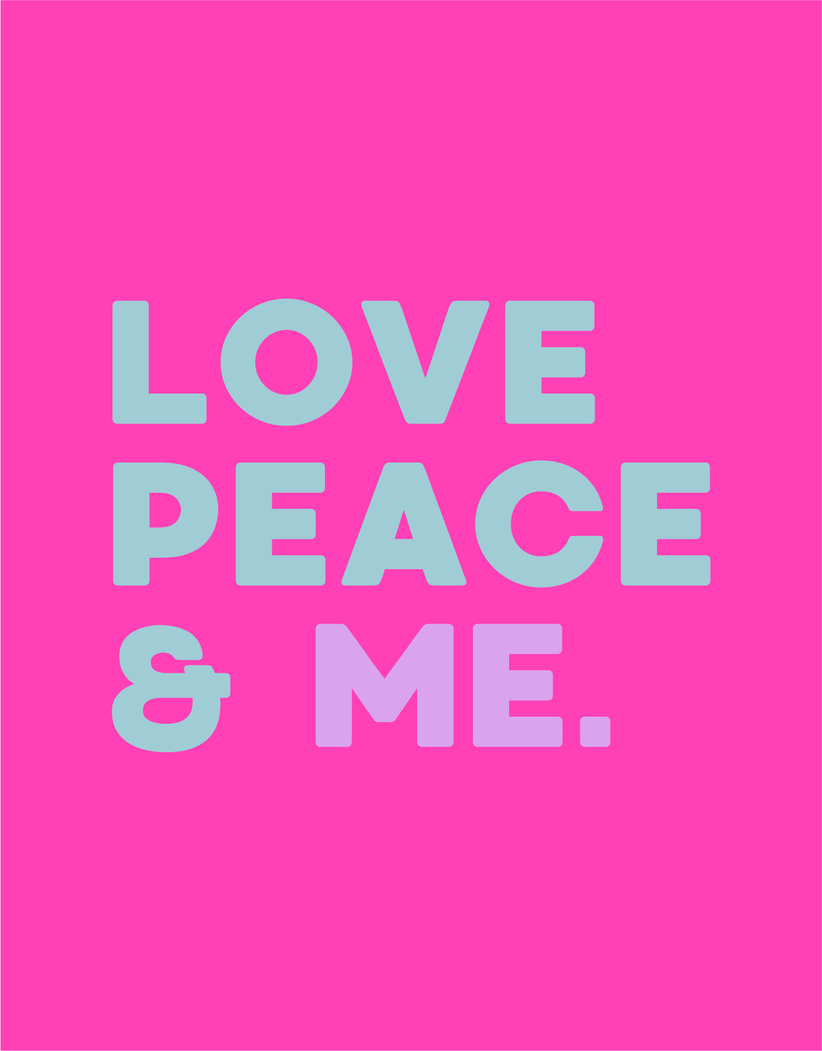 Detailaufnahme Pink Kosmetiktasche mit neon farbigem Love Peace & Me Print – hochwertiger Druck