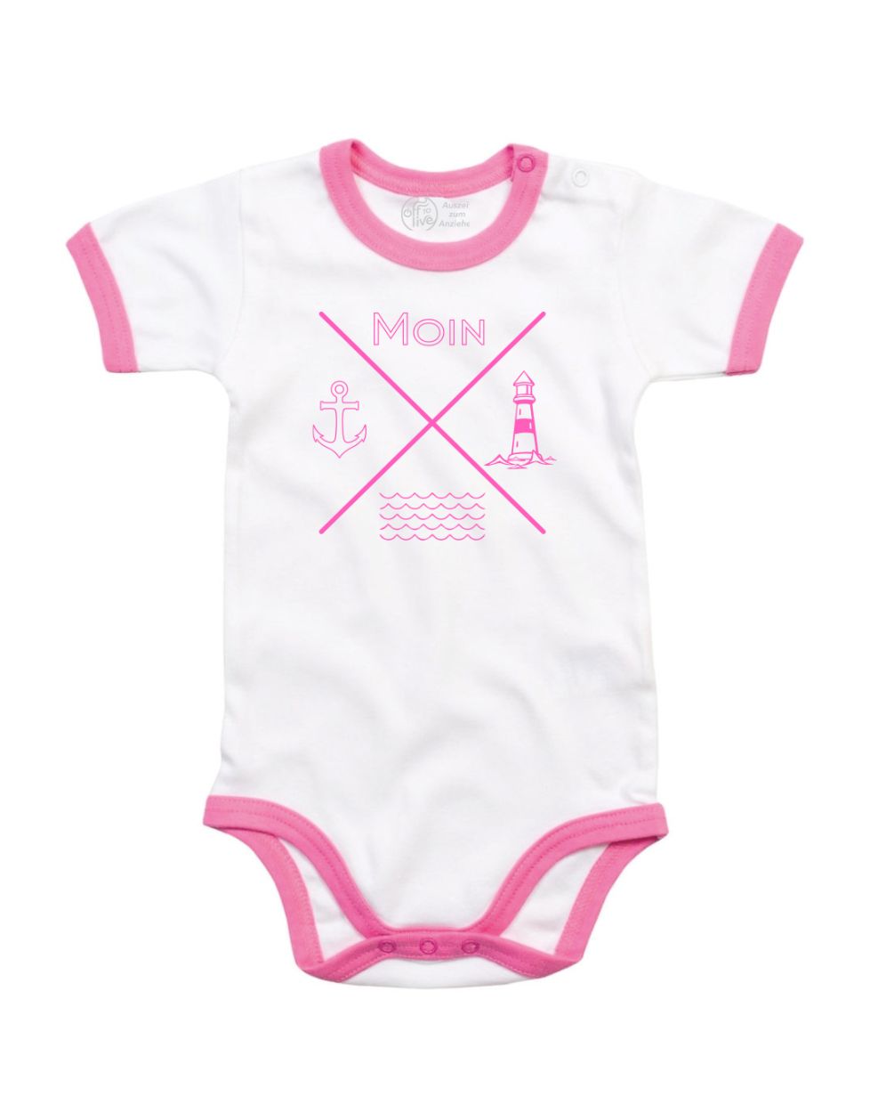 Moin Anker Welle Bio Baby Body weiß/pink