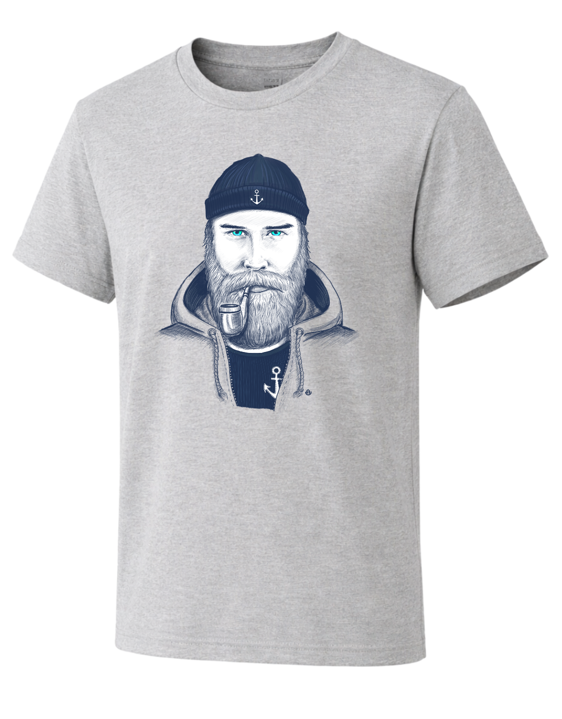 Handgezeichnetes Seemann T-Shirt – Maritimer Vintage Look mit Bart & Pfeife