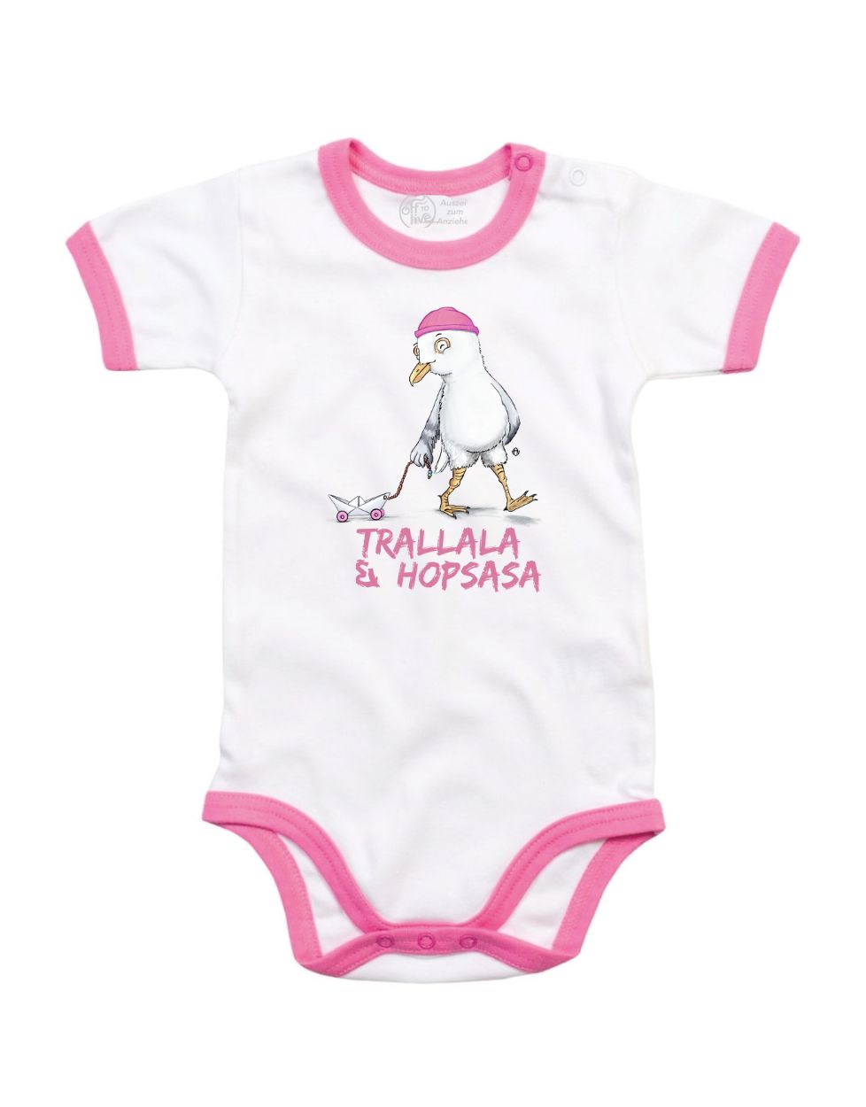 Trallala Kinderkalle Bio Baby Body weiß/pink