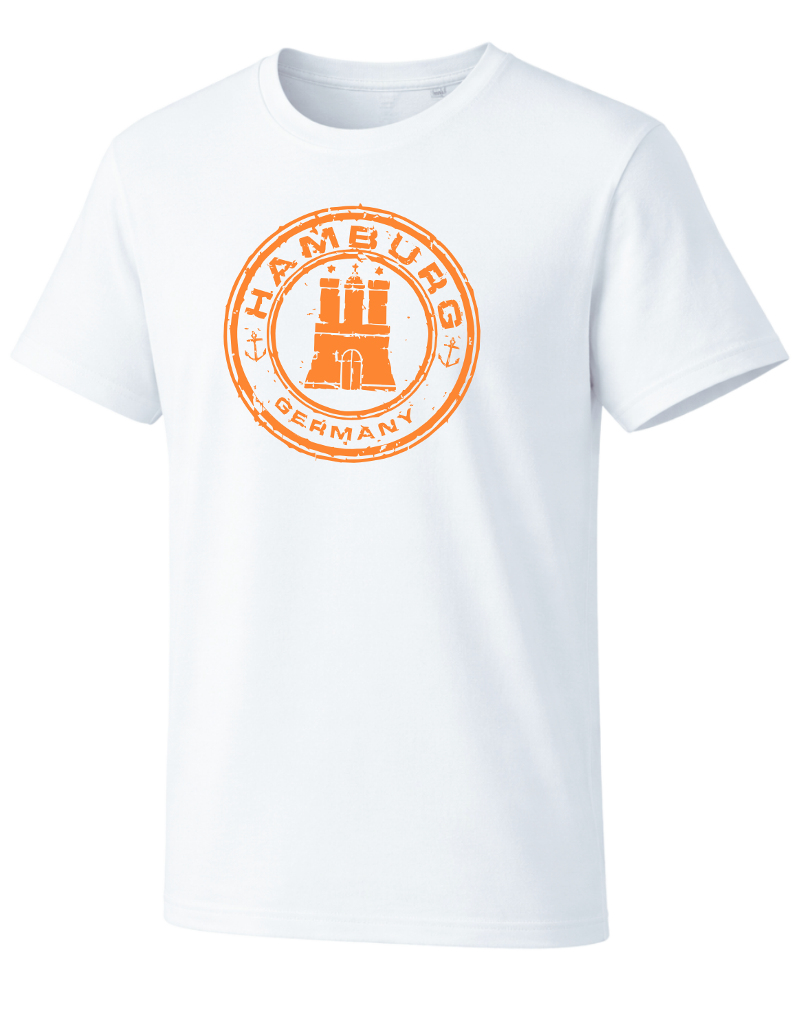 Hamburg Stamp T-Shirt – Druck neon orange groß