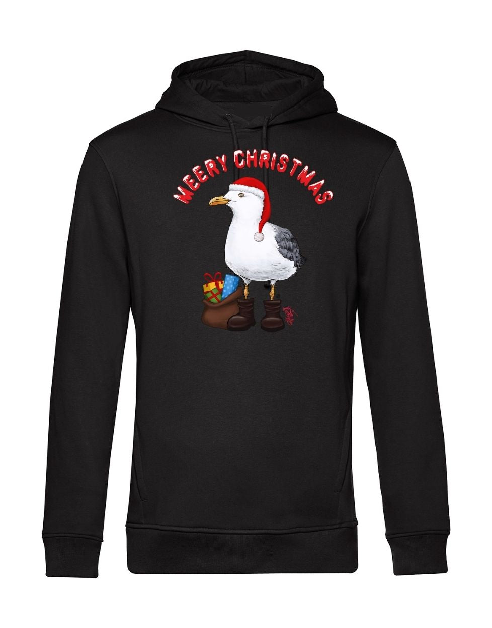 Cooler Hoodie herren damen Möwe mit Weihnachtsmütze in rot, Lustiges Geschenk zu Weihnachten für Herren Küstebkalle Off-to-live