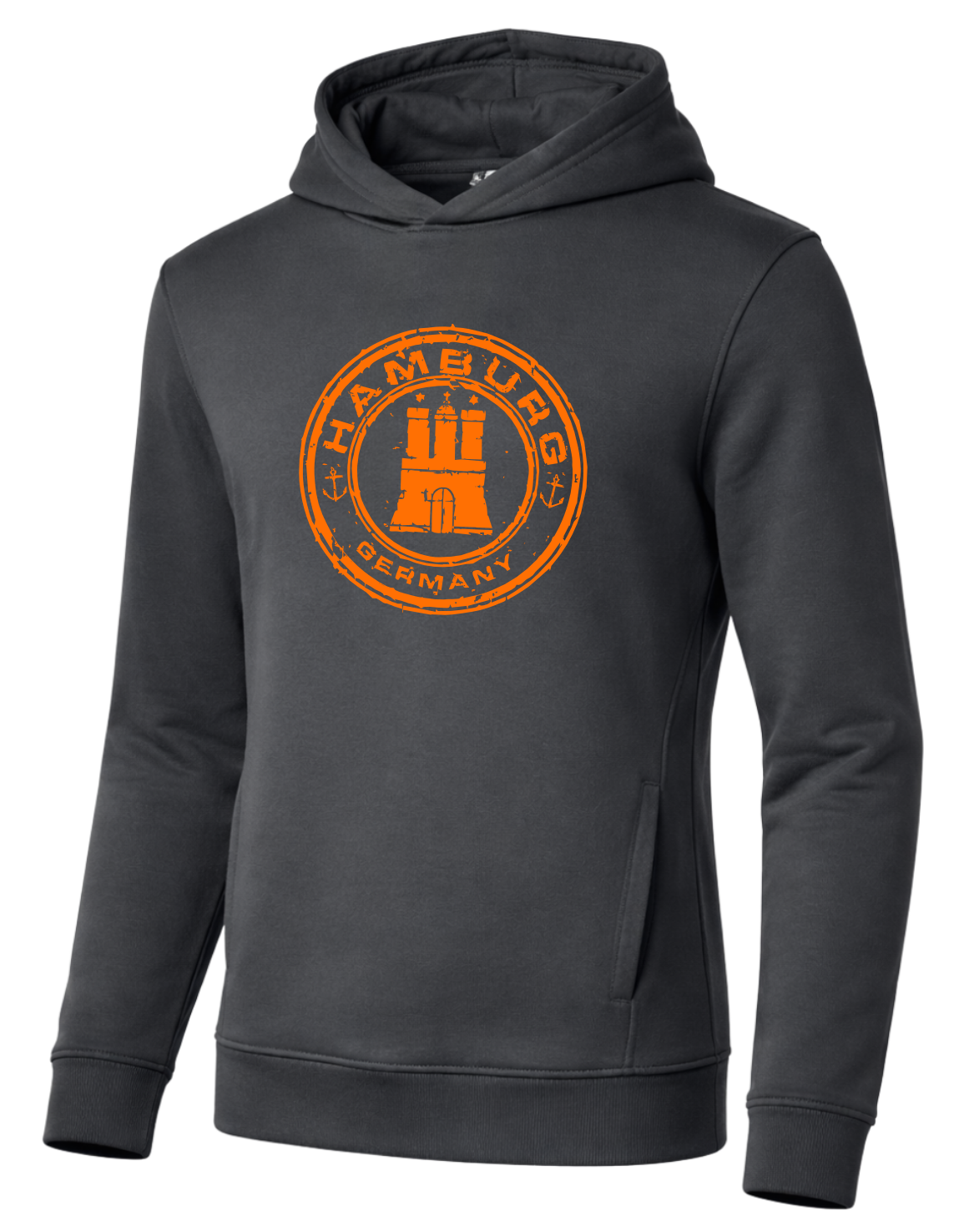 Hamburg Stamp Hoodie Neon orange Print