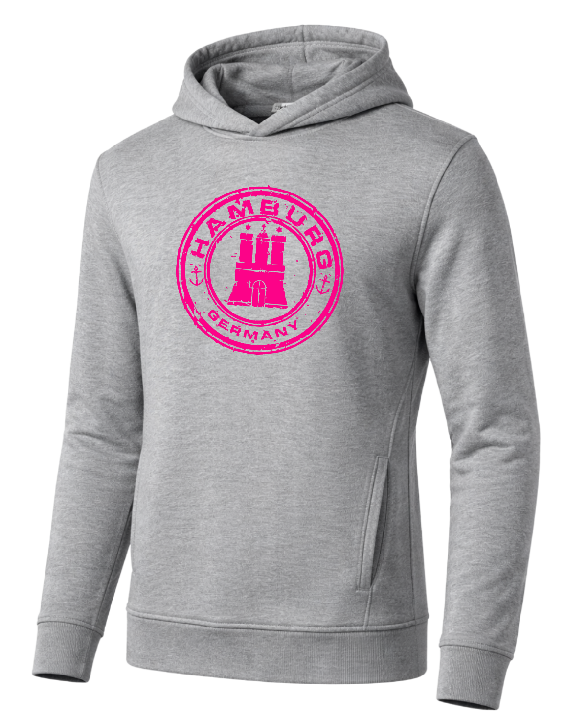 Hamburg Stamp Hoodie Neon Pink Print