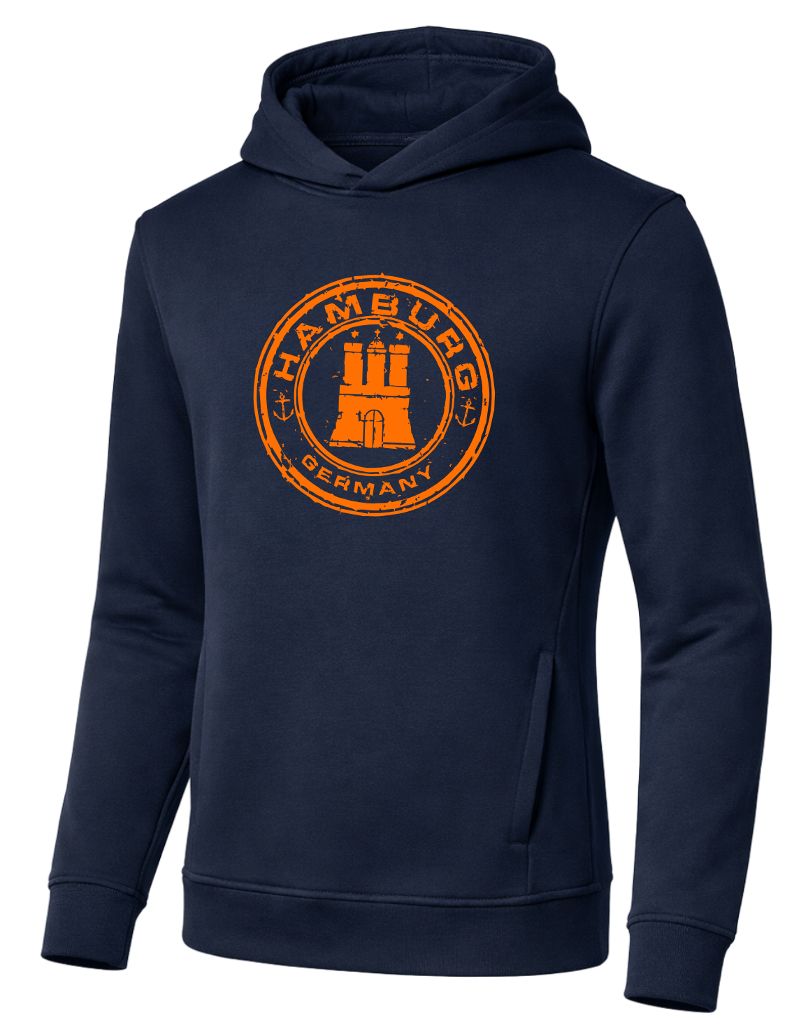 Hamburg Stamp Hoodie Neon orange Print