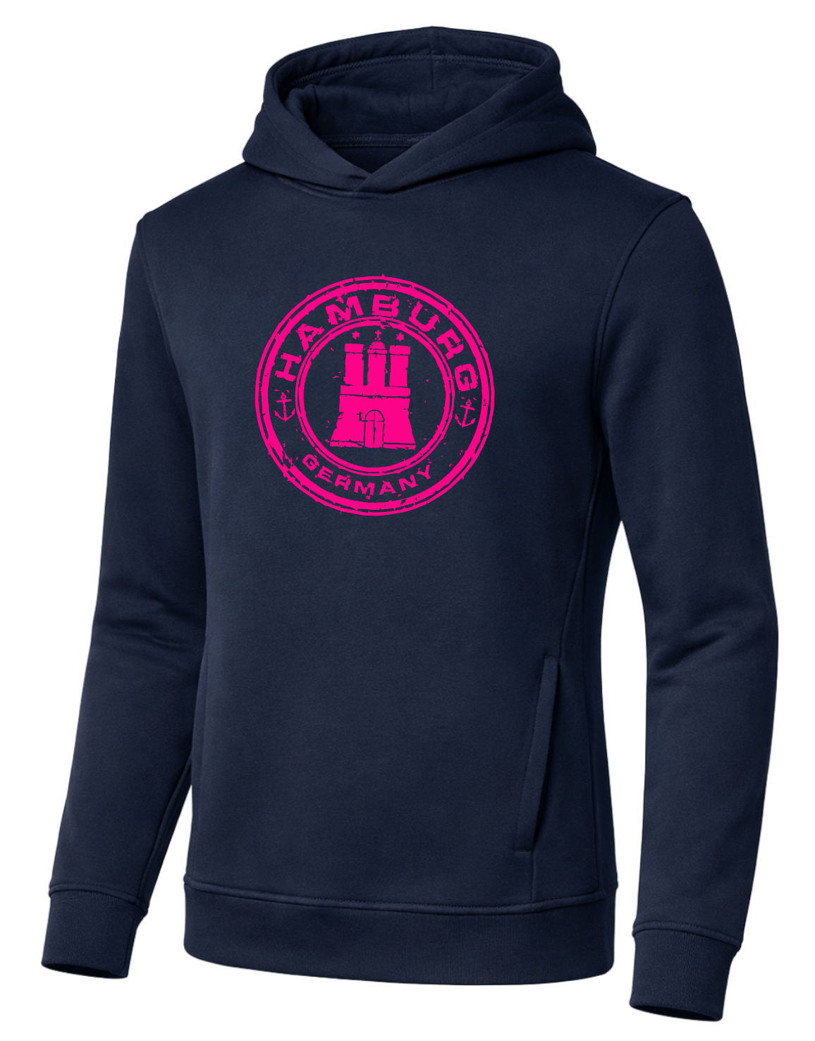 Hamburg Stamp Hoodie Neon Pink Print