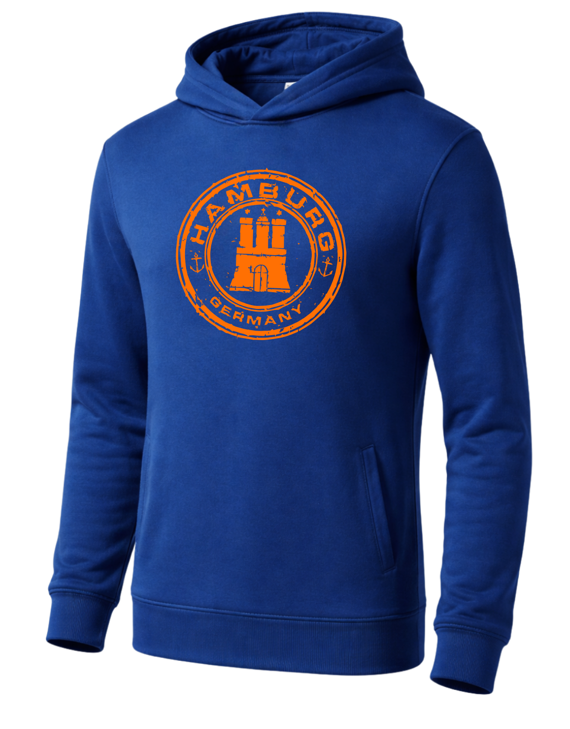 Hamburg Stamp Hoodie Neon orange Print
