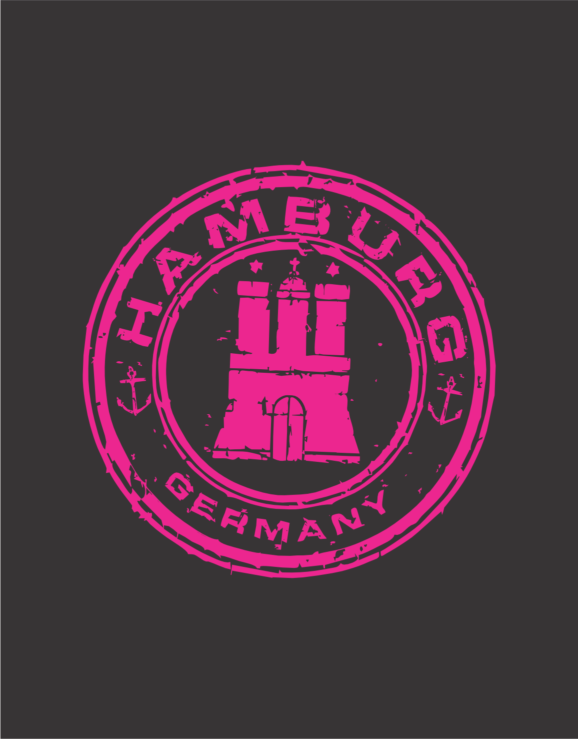 Hamburg Stamp Hoodie Neon Pink Print