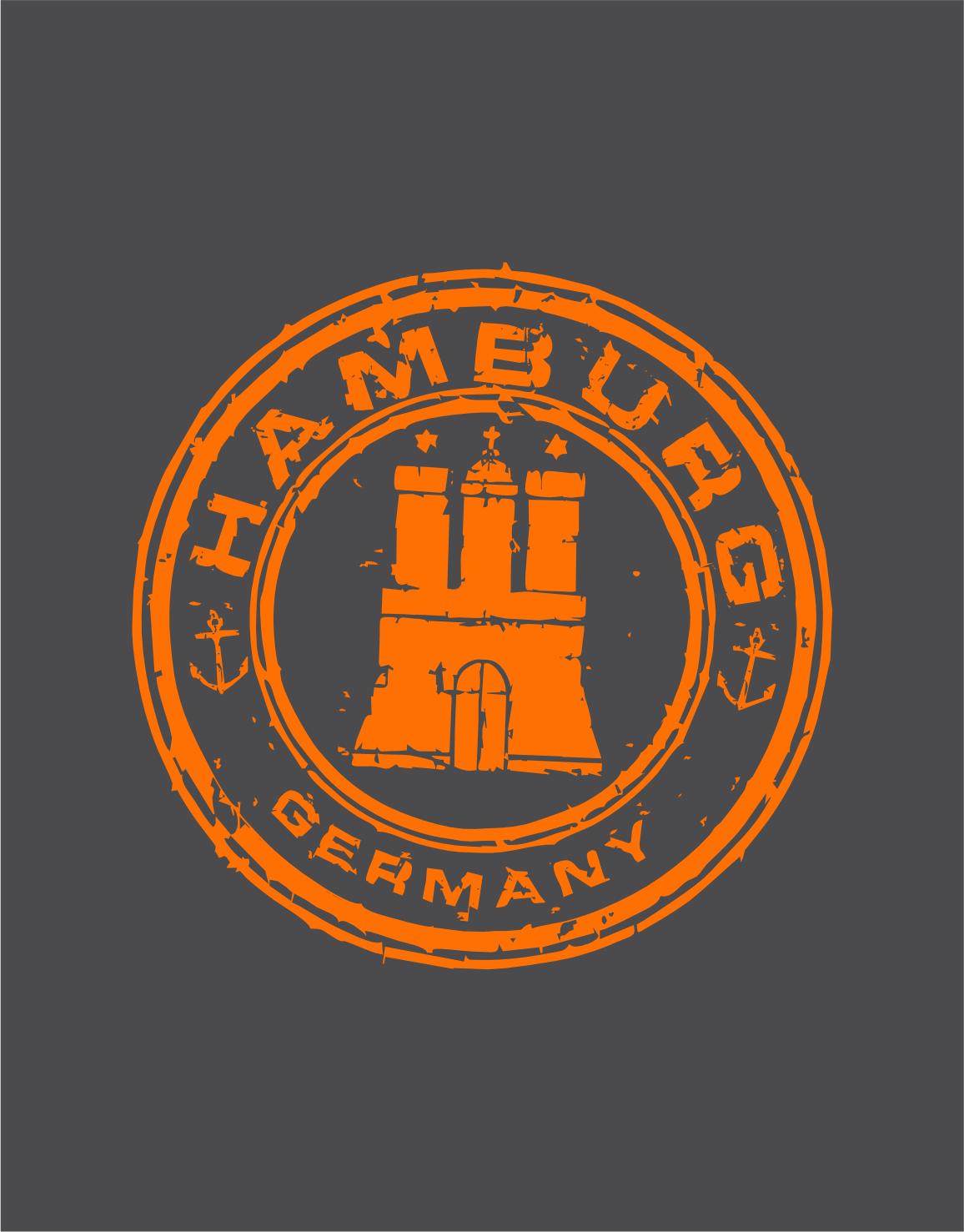 Hamburg Stamp Hoodie Neon orange Print