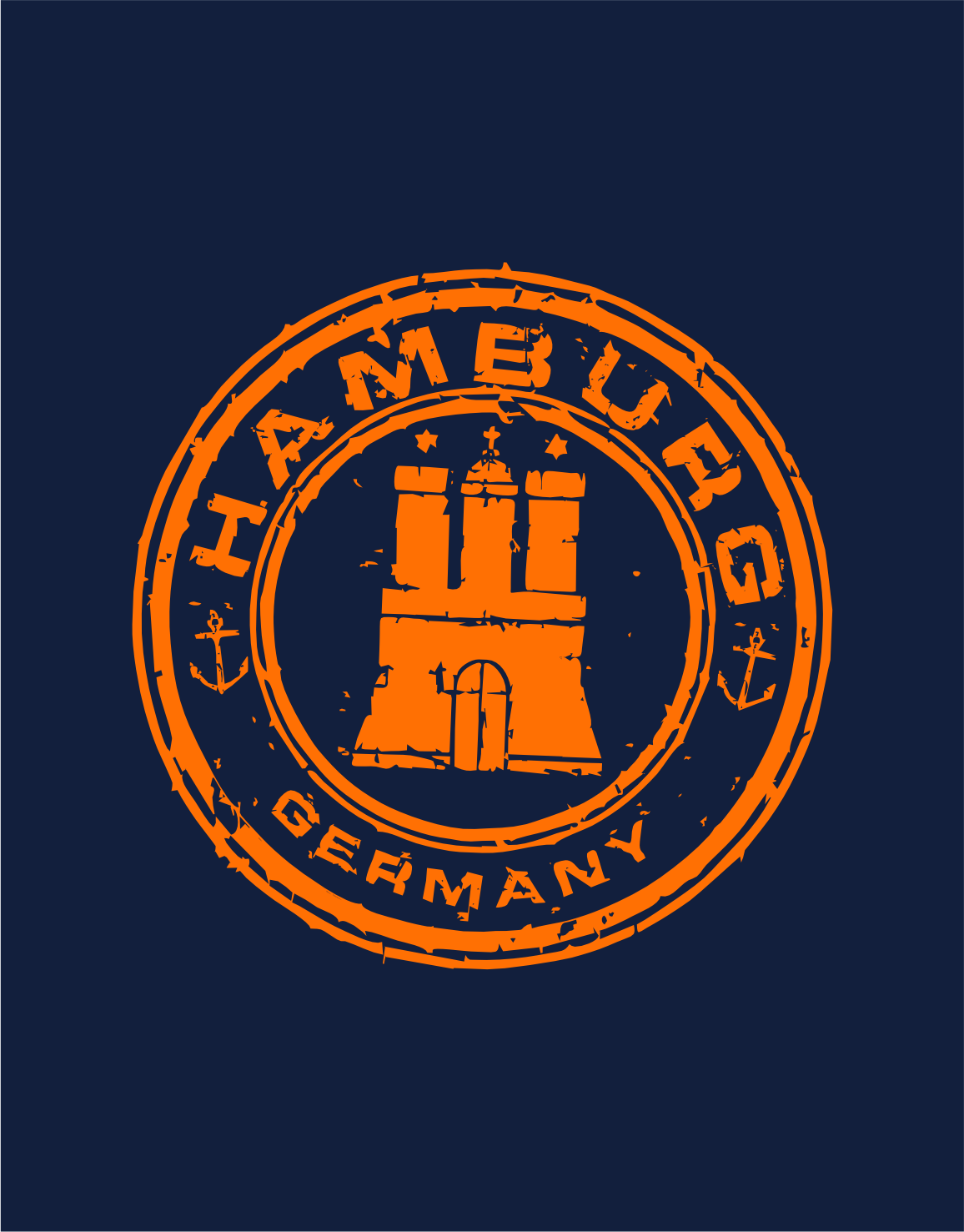 Hamburg Stamp T-Shirt – Druck neon orange groß