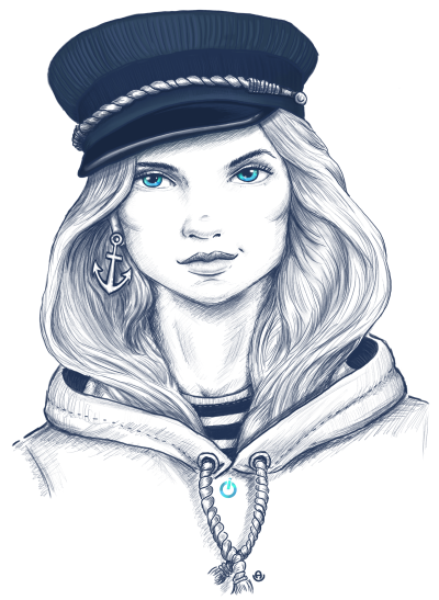 Seefrau Lotte Emaille Becher weiß