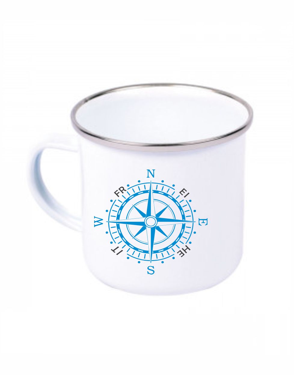 Kompassrose blau Emaille Becher