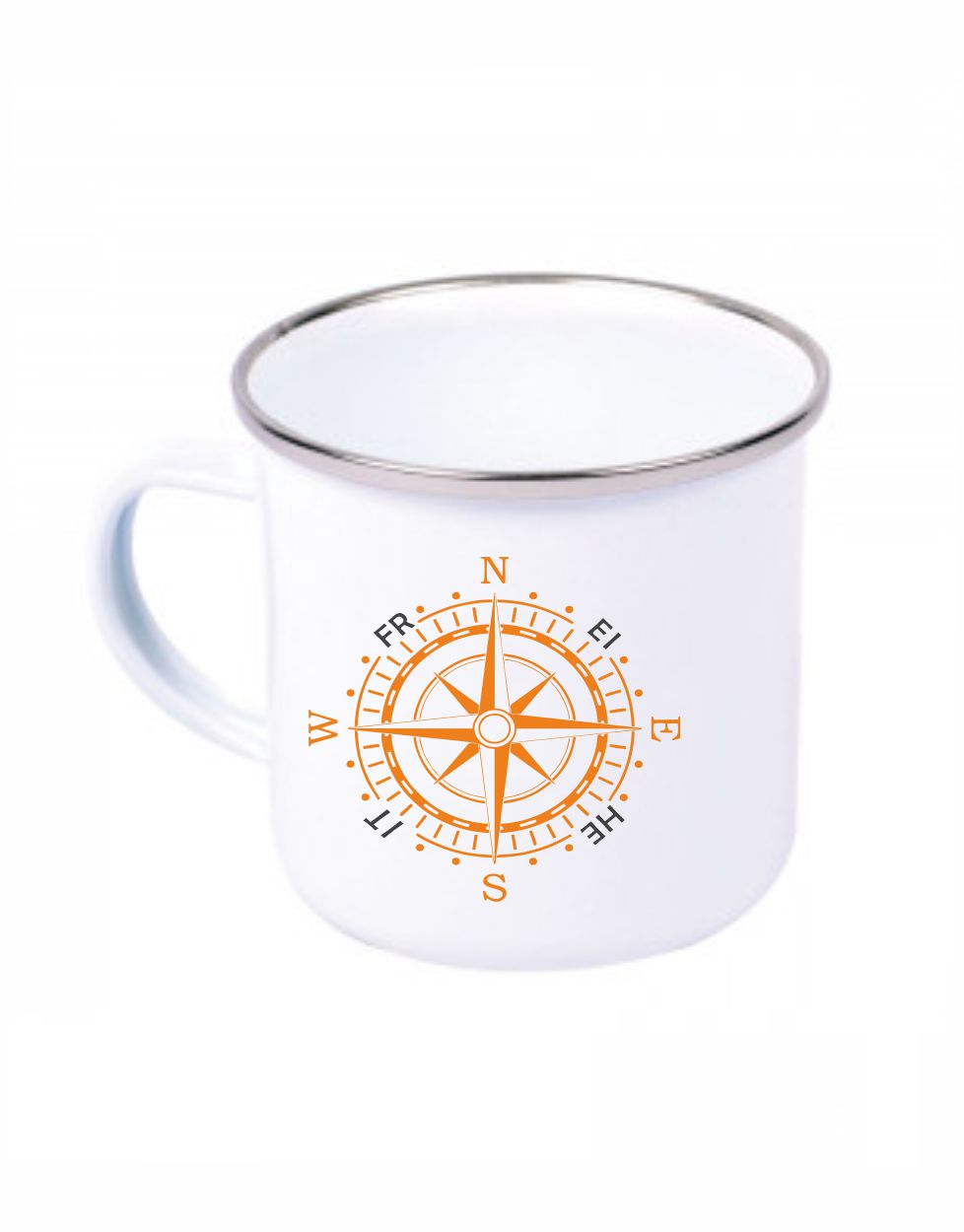Kompassrose Freiheit Emaille Becher