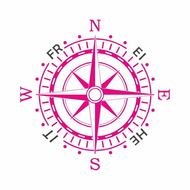 Emaille Becher Kompassrose Pink