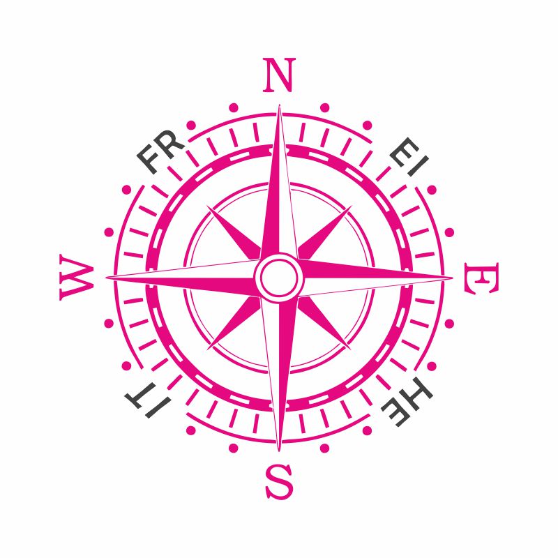 Emaille Becher Kompassrose Pink