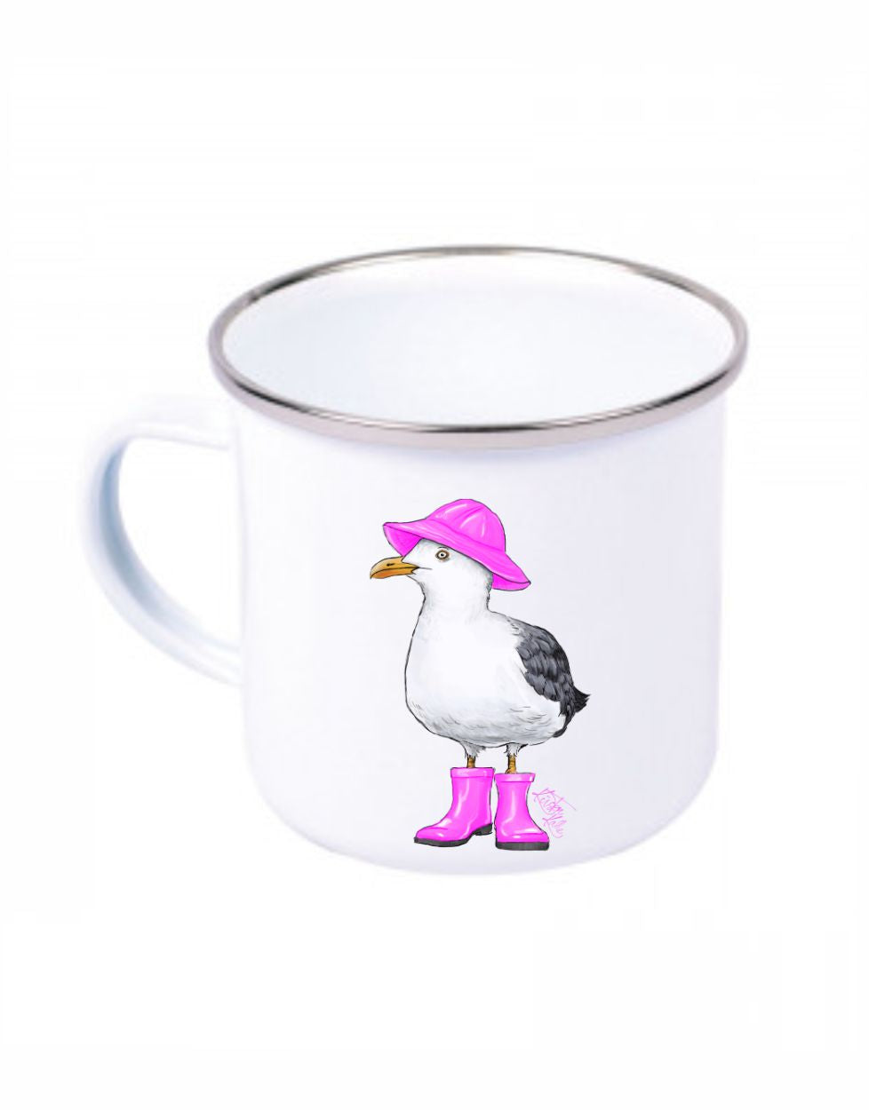 Küstenkalle Gummistiefel Pink Emaille Becher