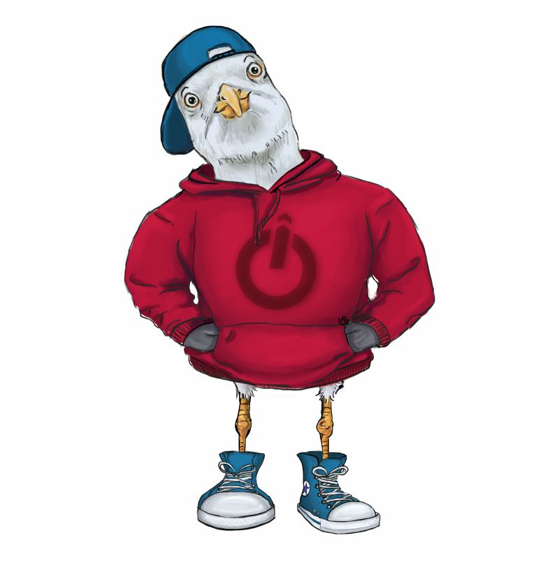 Küstenkalle roter Hoodie Emaille Becher