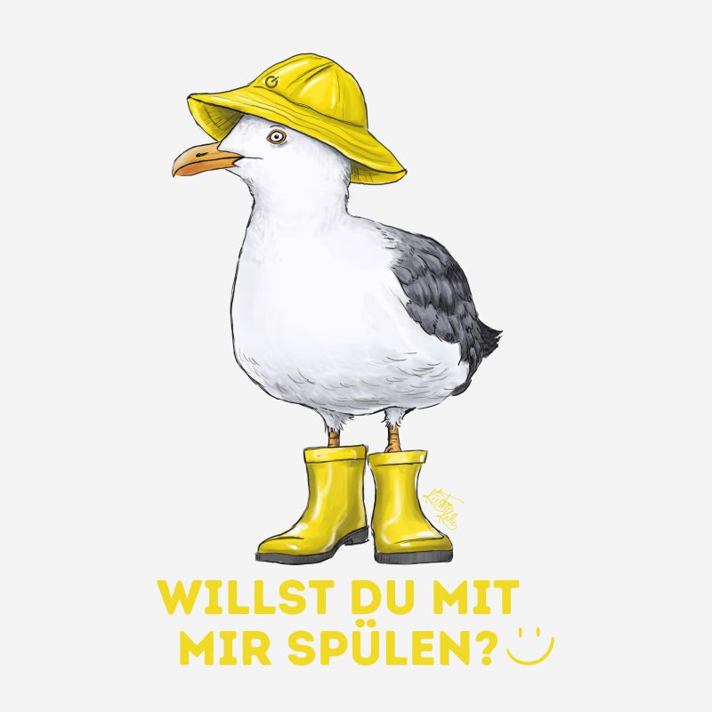 Geschirrtuch Kalle Gummistiefel Willst du mir mir spülen?