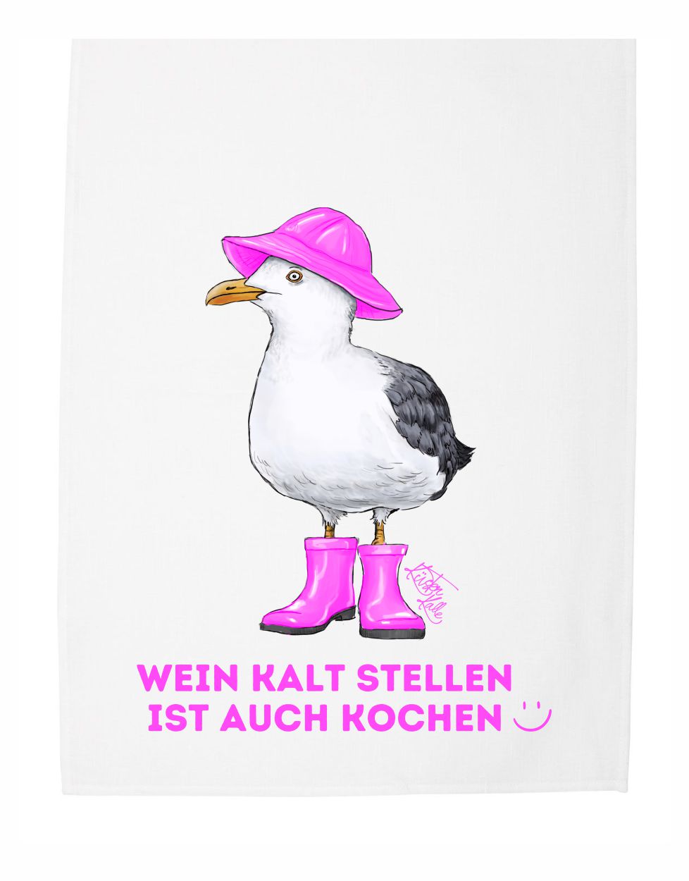 Wein Kalt stellen Geschirrtuch Küstenkalle Pink