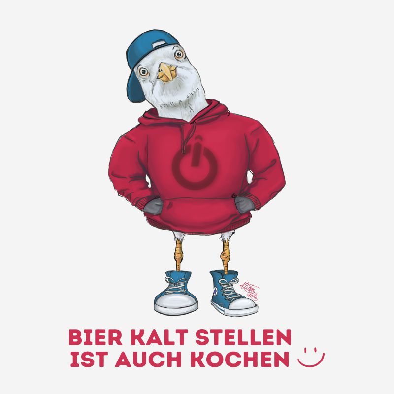 Bier Kalt stellen Geschirrtuch Kalle roter Hoodie