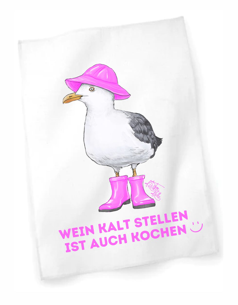 Wein Kalt stellen Geschirrtuch Küstenkalle Pink