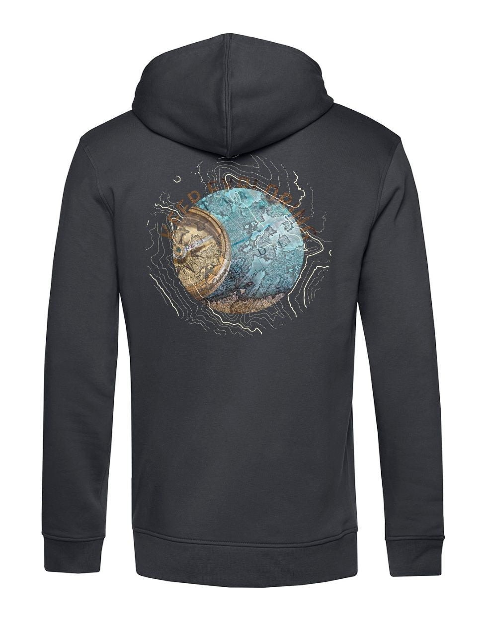 Keep Exploring Hoodie Bio Baumwolle Reisen Statement Kapuzensweater grau dunkelgrau