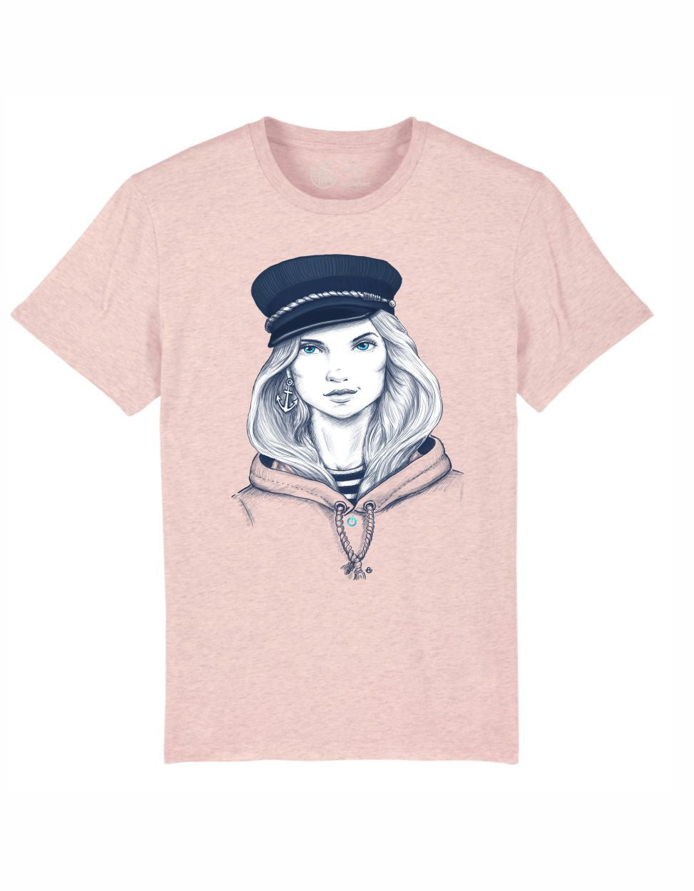 Cooles T Shirt Damen Herren Unisex in pink rosa 100% Bio-Baumwolle in Hamburg bedruckt off-to-live Küstenkalle Seefrau Motiv für die Küste