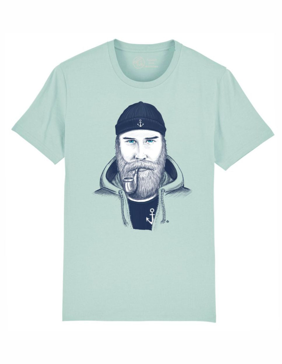 Seemann Herren T-Shirt mint. Cooles T Shirt für Männer Seemann Design. 100% Bio-Baumwolle