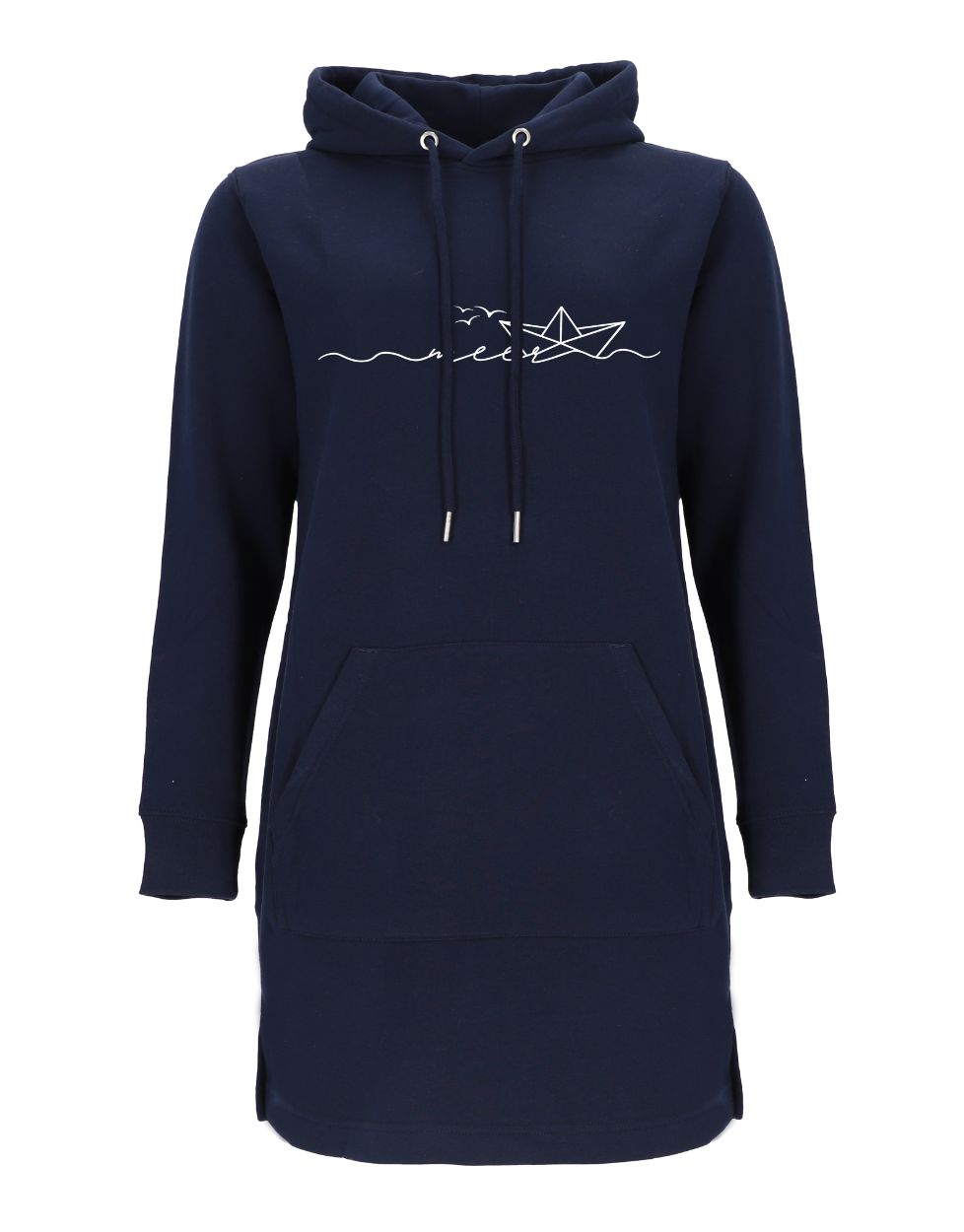 Longhoodie Meer Papierschiff Hoodiekleid Damen