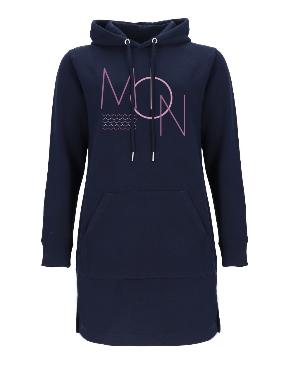 Longhoodie Moin graphisch rosa Hoodiekleid Damen