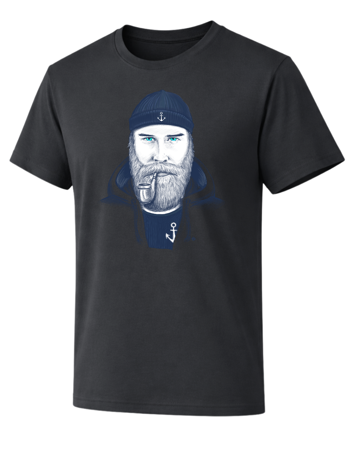 Handgezeichnetes Seemann T-Shirt – Maritimer Vintage Look mit Bart & Pfeife