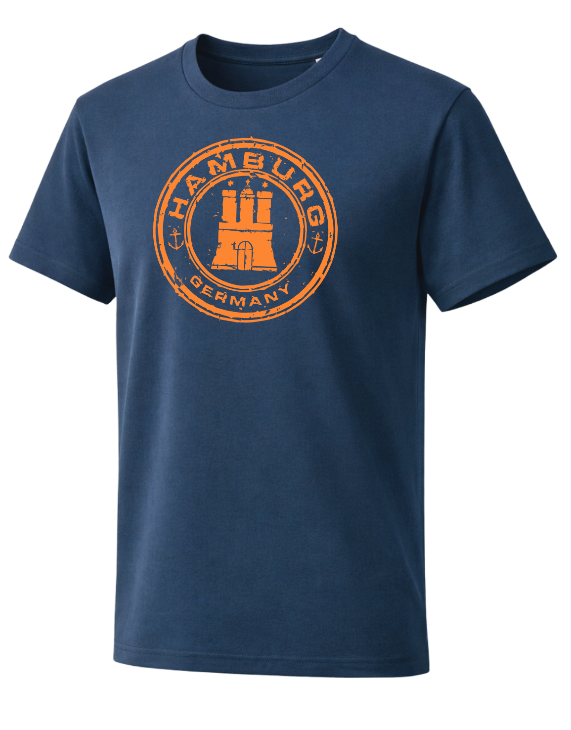 Hamburg Stamp T-Shirt – Druck neon orange groß