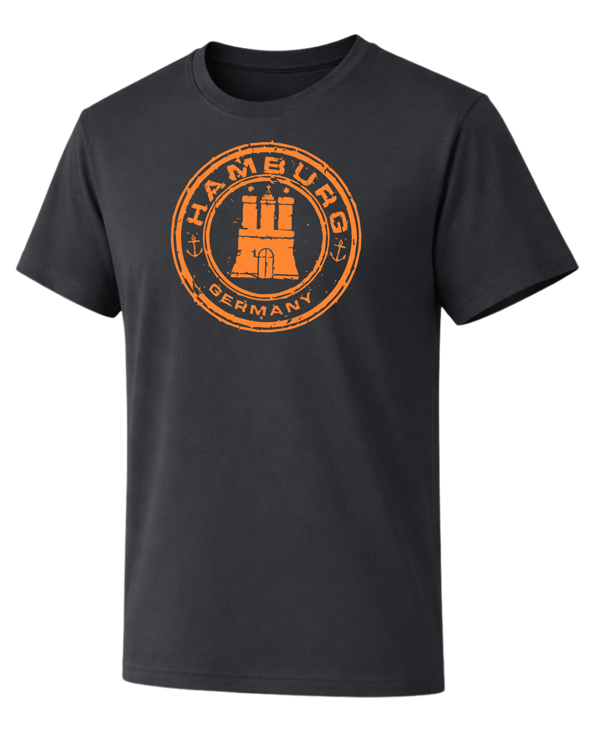 Hamburg Stamp T-Shirt – Druck neon orange groß