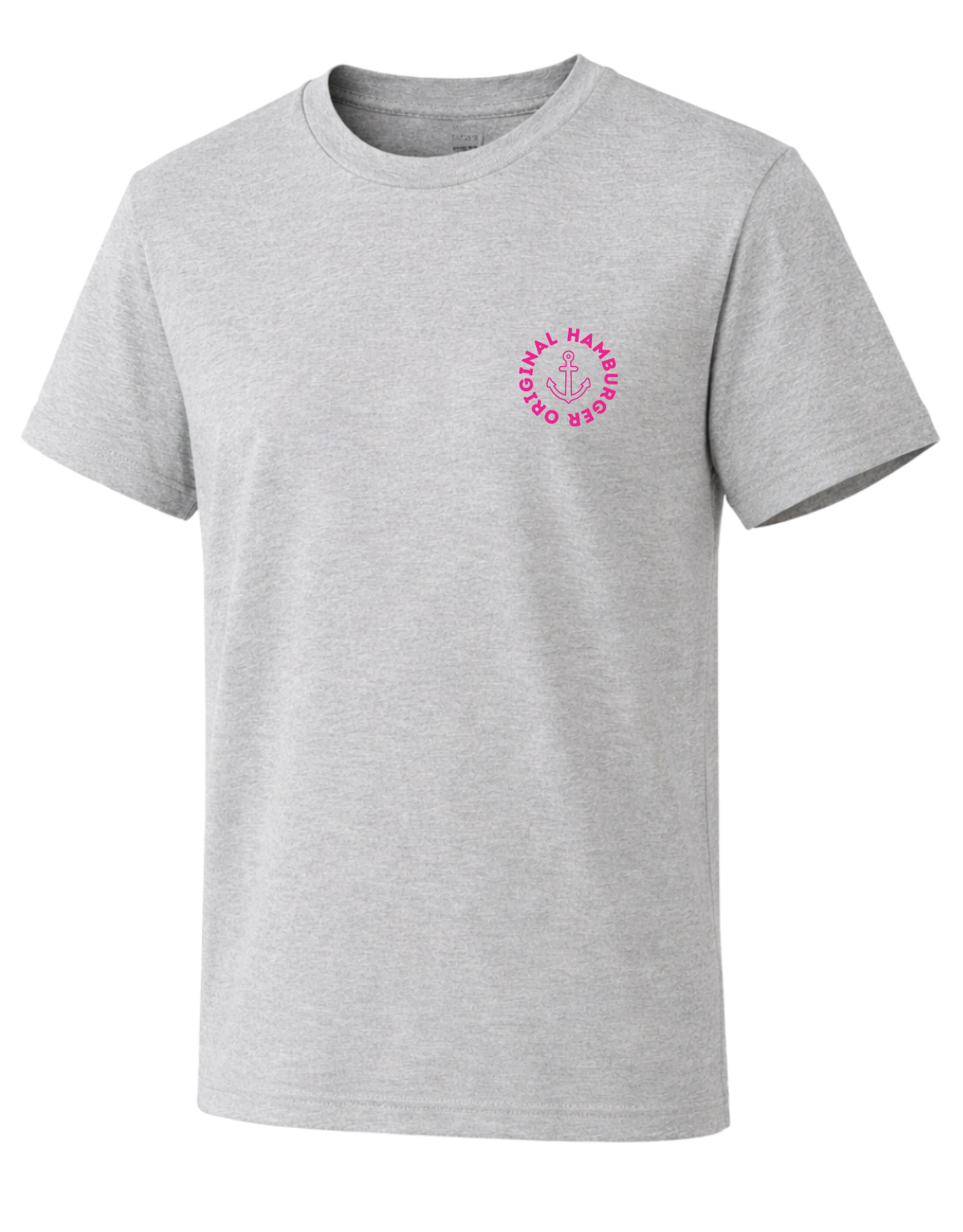 graues Shirt mit HH Original Hamburg Schriftzug und Anker Symbol – lokales Design