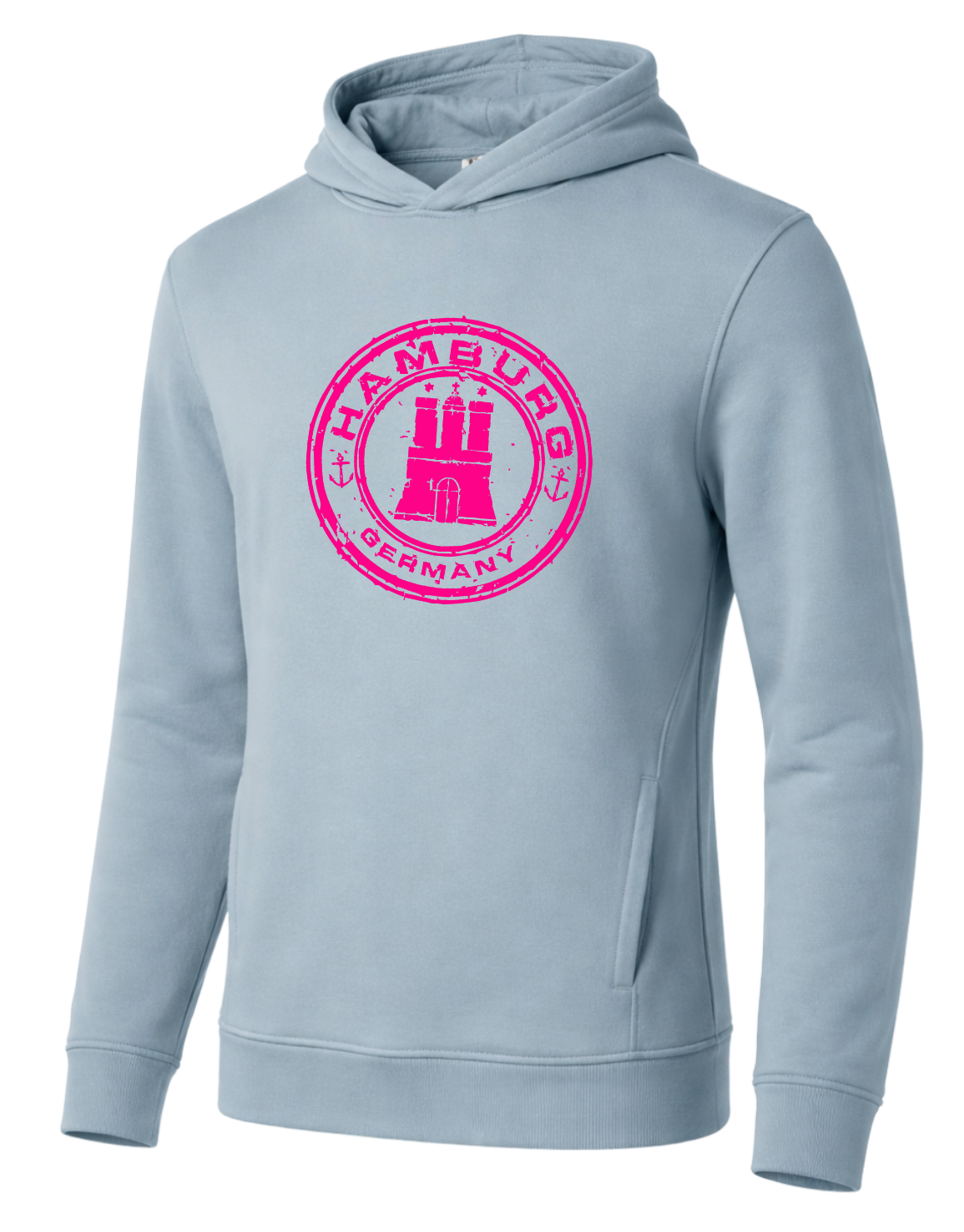 Hamburg Stamp Hoodie Neon Pink Print
