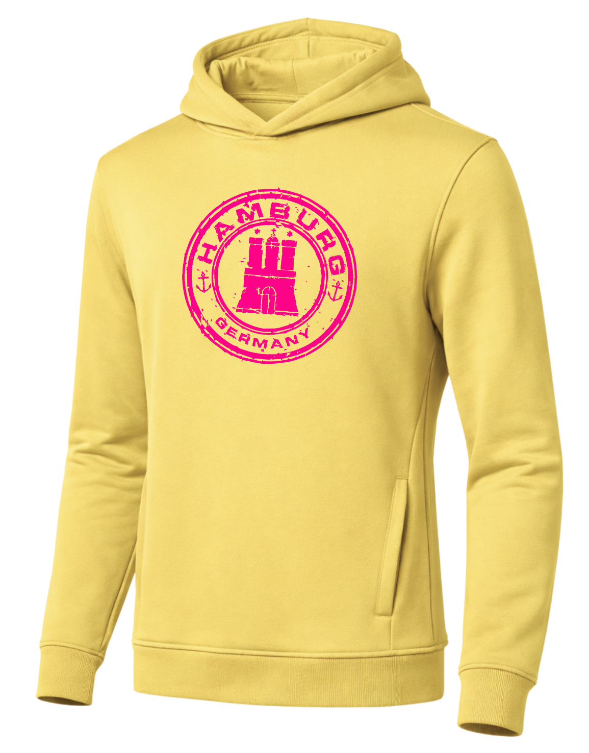Hamburg Stamp Hoodie Neon Pink Print