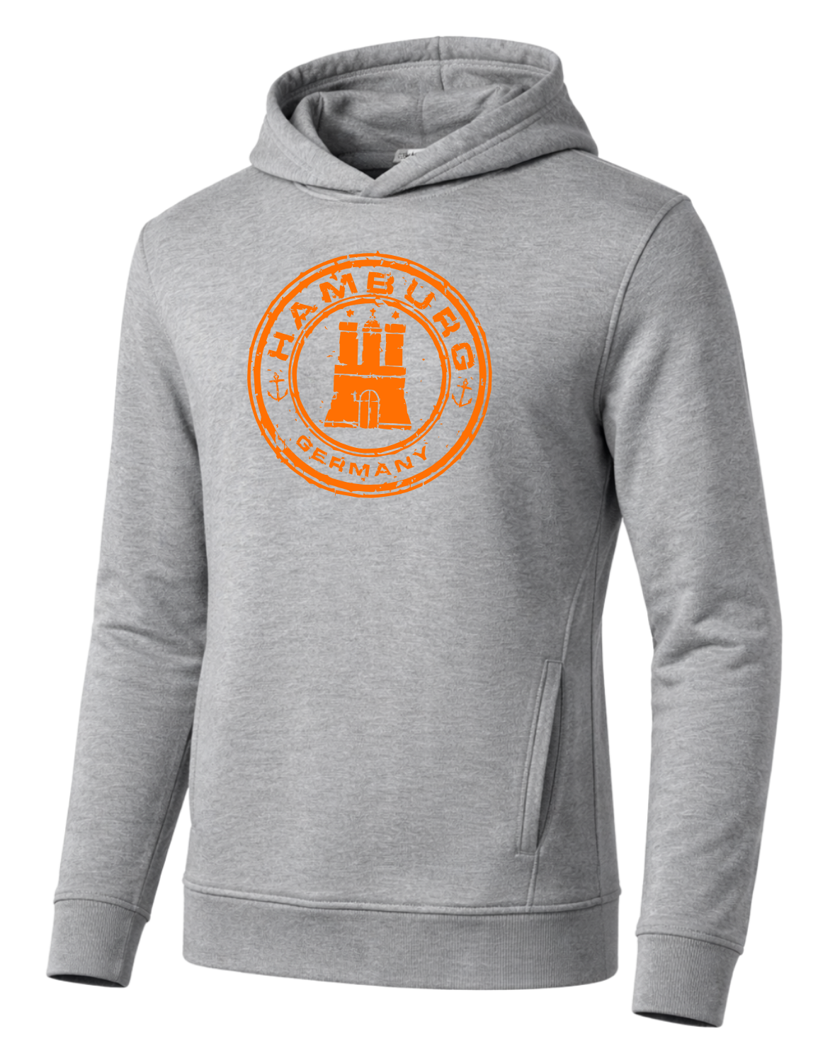 Hamburg Stamp Hoodie Neon orange Print