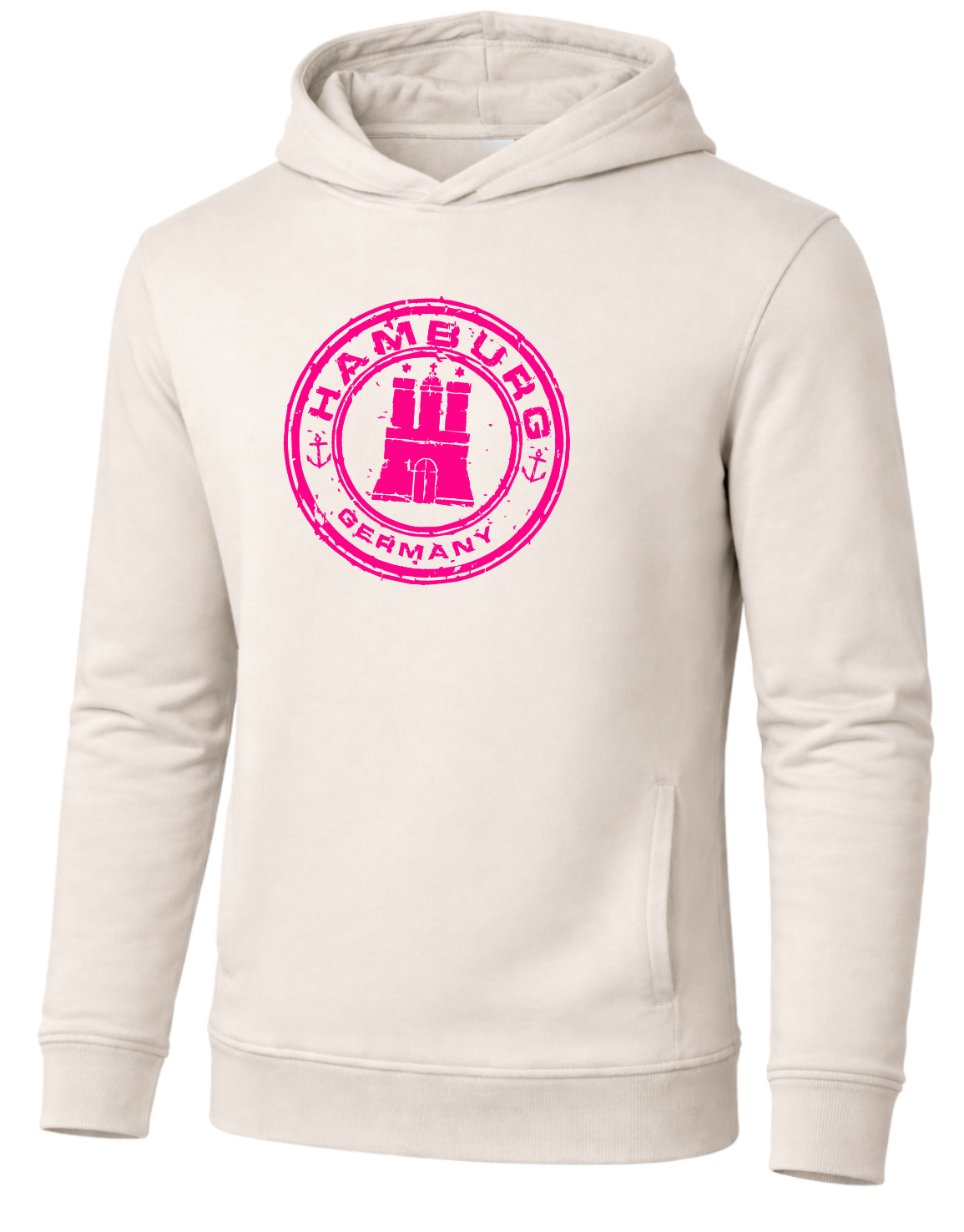 Hamburg Stamp Hoodie Neon Pink Print