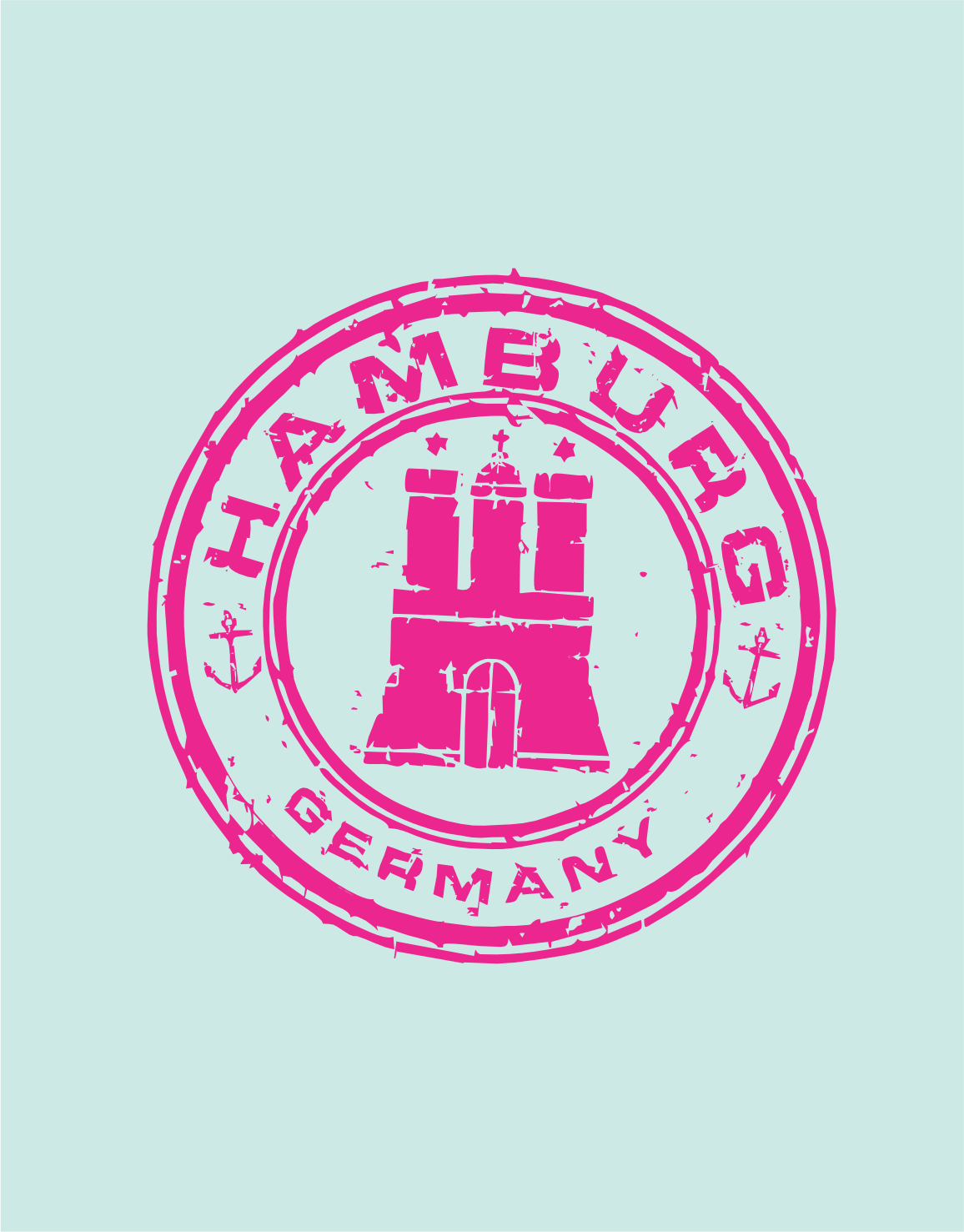 Hamburg Stamp Hoodie Neon Pink Print