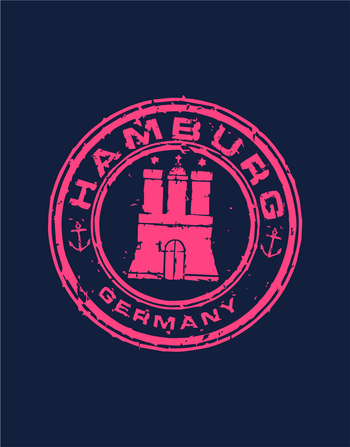 Hamburg Stamp Hoodie Neon Pink Print