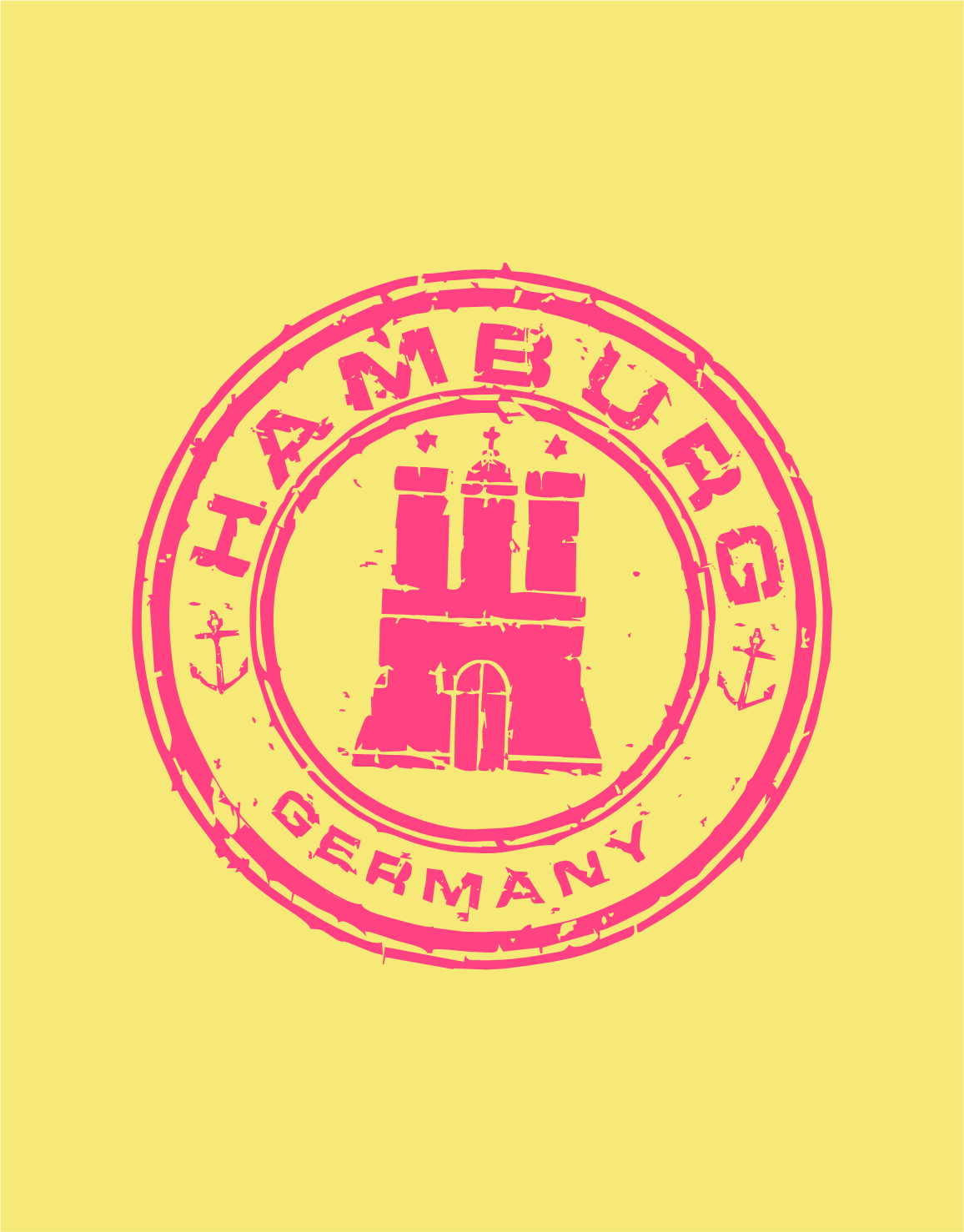 Hamburg Stamp Hoodie Neon Pink Print