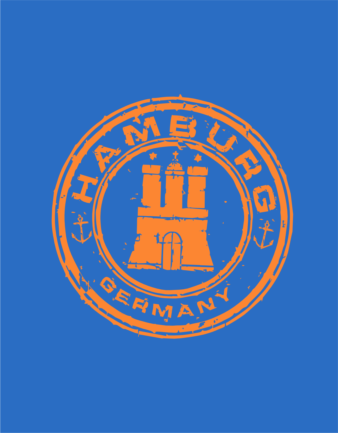 Hamburg Stamp Hoodie Neon orange Print