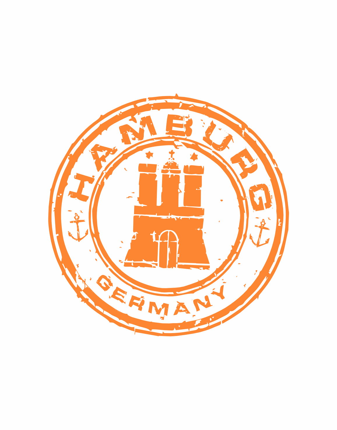 Hamburg Stamp T-Shirt – Druck neon orange groß